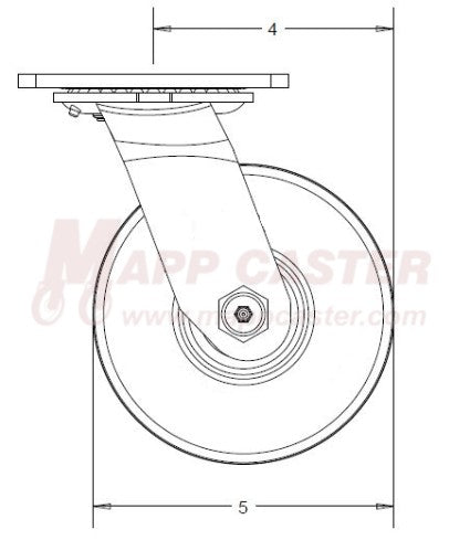 Service Caster 5 Inch Thermoplastic Rubber Caster Set With Ball Bearings And Swivel Locks SCC - View #5