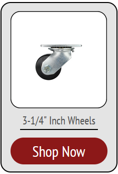 3-1/4 Inch Diameter cast iron, poly on iron & phenolic Low Profile Business Machine Casters for Vending Machines & More