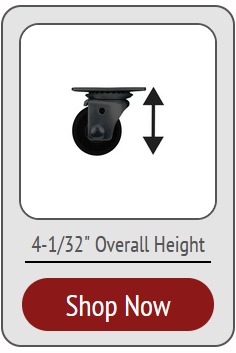 Low Profile Medium Duty Plate Casters with an overall height of 4-1/32 inches exactly. Up to 1,000 lbs capacity. 