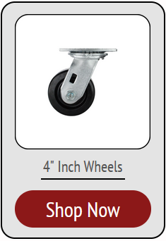 4 inch diameter plate casters available in many colors, plate sizes, brakes & other options 