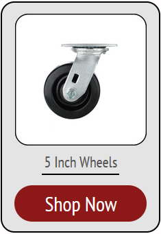 5 inch diameter plate casters available in many colors, plate sizes, brakes & other options 