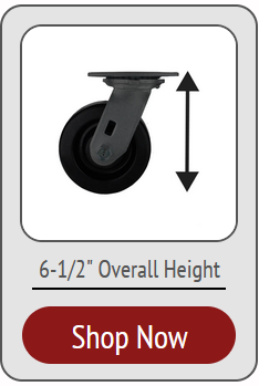 Low Profile Medium Duty Plate Casters with an overall height of 6-1/2 inches exactly - Up to 2,000 lbs capacity