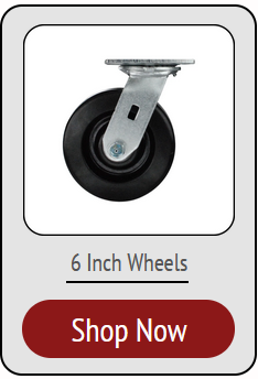 6 inch diameter wheels on plate caster, Available in with many options such as brakes, bearings, swivel section accessories & hardware