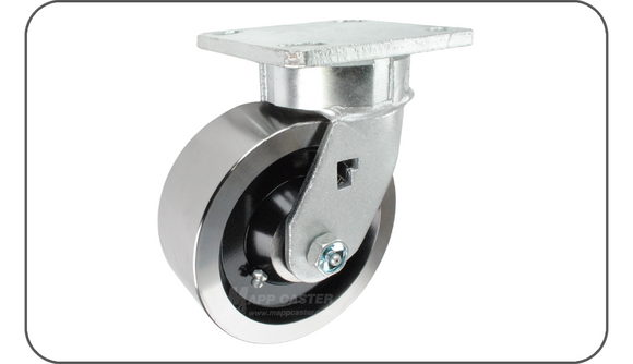 Forged Steel wheel plate casters offering high capacities, high impact resistance & high temperature resistance