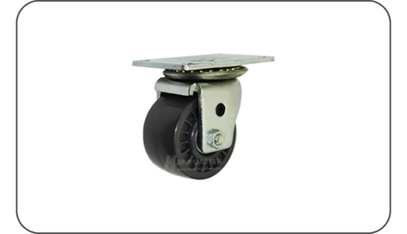 High Capacity Low Profile Dark Grey Solid Polyurethane Plate Casters - 1,000 lbs Capacity, Precision Ball Bearing