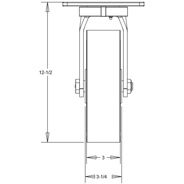10" x 3" Cast Iron Wheel P71 Swivel Caster - 2,500 Lbs Capacity