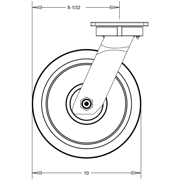 10" x 3" Cast Iron Wheel P71 Swivel Caster - 2,500 Lbs Capacity