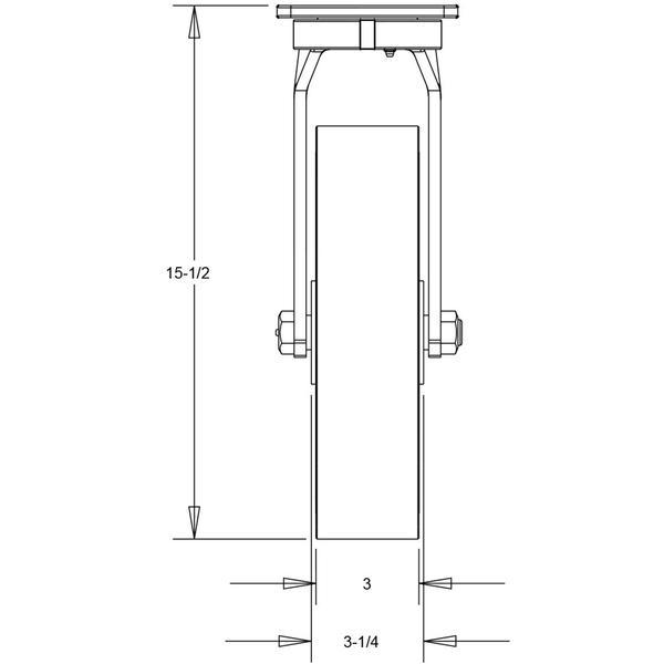 Engineering Drawing for 12" P71 Series Swivel Casters Front View 