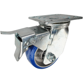 4" x 2" Polyurethane on Aluminum Wheel Swivel Caster with Total Locking Brake - 750 Lbs Capacity