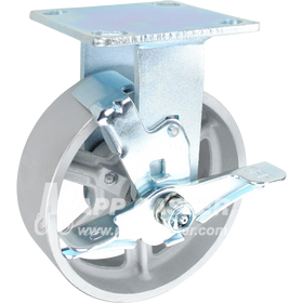146CIRB620RB 6" x 2" Cast Iron Wheel Rigid Brake Caster - 1,250 Lbs Capacity
