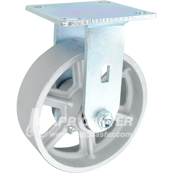 146CIRB620RL 6" x 2" Cast Iron Wheel Rigid Caster - 1,250 Lbs Capacity