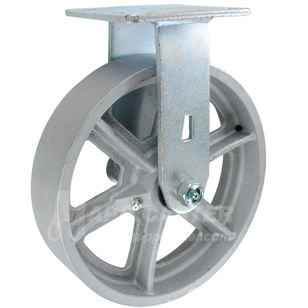 146CIRB820R 8" x 2" Cast Iron Wheel Rigid Caster - 1,250 Lbs Capacity