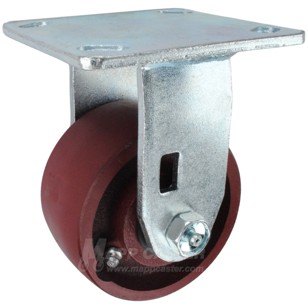 4" x 2" Ductile Steel Wheel Rigid Caster, 4" x 4-1/2" Top Plate - 1250 Lbs Capacity
