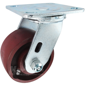 4" x 2" Ductile Steel Wheel Swivel Caster, 4" x 4-1/2" Top Plate - 1250 Lbs Capacity