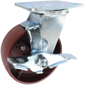 5" x 2" Ductile Steel Wheel Swivel Brake Caster - 1,250 Lbs Capacity