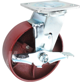 146DUCT620SB 6" x 2" Ductile Steel Wheel Swivel Brake Caster - 1250 Lbs Capacity