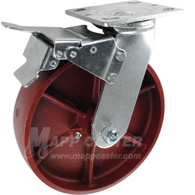 146DUCT820SBTL 8" x 2" Ductile Steel Wheel Swivel Caster w/ Total Lock Brake - 1250 Lbs Capacity
