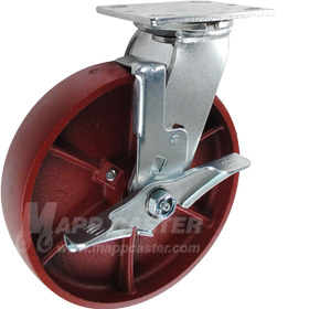 146DUCT820SB 8" x 2" Ductile Steel Wheel Swivel Brake Caster - 1250 Lbs Capacity