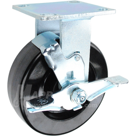 146DURB620RB 6" x 2" Phenolic Wheel Rigid Brake Caster - 1,200 Lbs Capacity