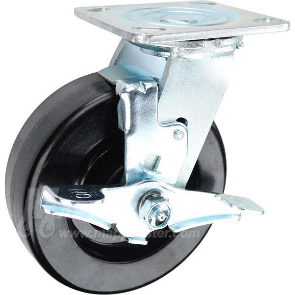 146DURB620SB 6" x 2" Phenolic Wheel Swivel Brake Caster - 1,200 Lbs Capacity