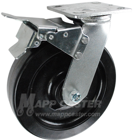 146DURB820SBTL 8" x 2" Phenolic Wheel Swivel Caster w/ Total Locking Brake - 1,200 Lbs Capacity