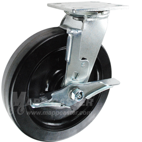 146DURB820SB 8" x 2" Phenolic Wheel Swivel Brake Caster - 1,250 Lbs Capacity