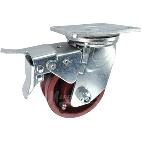4" x 2" V-Groove Ductile Steel Wheel Swivel Caster with Total Locking Brake