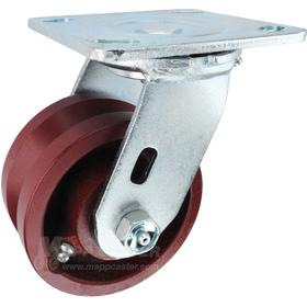 4" x 2" V-Groove Ductile Steel Wheel Swivel Caster