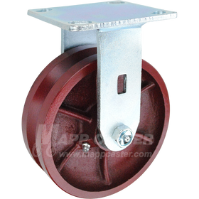 146DVRB620R 6" x 2" Ductile Steel V-Groove Wheel Rigid Caster - 1250 Lbs Capacity