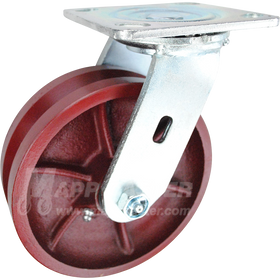 146DVRB620S 6" x 2" Ductile Steel V-Groove Wheel Swivel Caster - 1250 Lbs Capacity