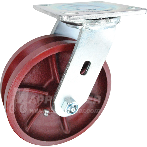 146DVRB620S 6" x 2" Ductile Steel V-Groove Wheel Swivel Caster - 1250 Lbs Capacity