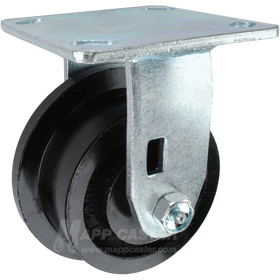 4" x 2" Flanged Ductile Steel Wheel Rigid Caster, 4" x 4-1/2" Top Plate - 1250 Lbs Capacity
