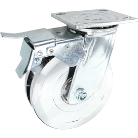 146FVG620SBTL 6" x 1-3/4" Forged Steel V-Groove Wheel Swivel Caster with Total Lock Brake - 1250 Lbs Capacity