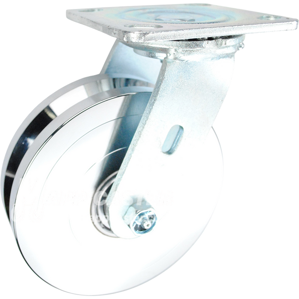 146FVG620S 6" x 1-3/4" Forged Steel V-Groove Wheel Swivel Caster - 1250 Lbs Capacity