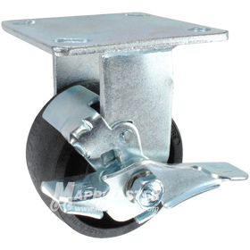 4" x 2" High Temp Nylon Wheel Rigid Brake Caster - 800 Lbs Capacity