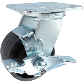 4" x 2" High Temp Nylon Wheel Swivel Brake Caster - 800 Lbs Capacity