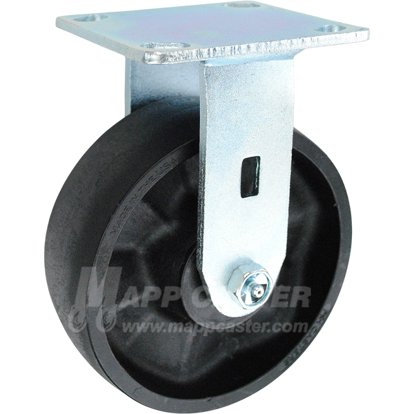 6" x 2" High Temp Nylon Wheel Rigid Caster - 1,200 Lbs Capacity