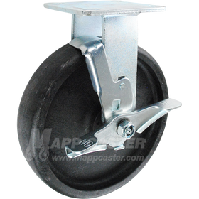 146HEAT820RB 8" x 2" High Temp Nylon Wheel Rigid Brake Caster - 1,250 Lbs Capacity
