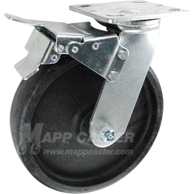 146HEAT820SBTL 8" x 2" High Temp Nylon Wheel Swivel Caster with Total Locking Brake - 1,250 Lbs Capacity