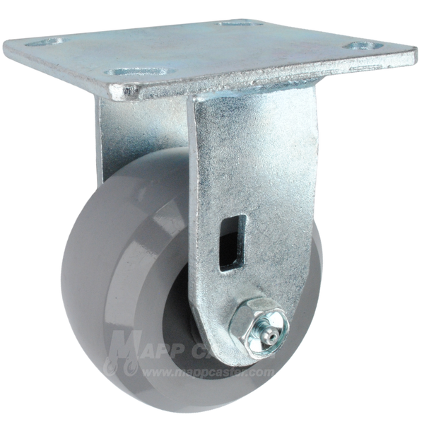 4" x 2" Solid Polyurethane Ball Bearing Wheel Rigid Caster - 1,000 Lbs Capacity