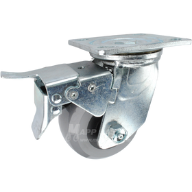 4" x 2" Solid Polyurethane Ball Bearing Swivel Caster with Total Locking Brake - 1,000 Lbs Capacity