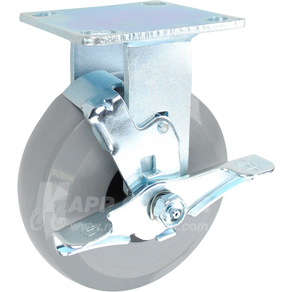 146HUBB620RB 6" x 2" Solid Polyurethane Elastomer Wheel Rigid Brake Caster - 1,250 Lbs Capacity