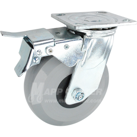146HUBB620SBTL 6" x 2" Solid Polyurethane Elastomer Wheel Swivel Caster with Total Lock Brake - 1,250 Lbs Capacity