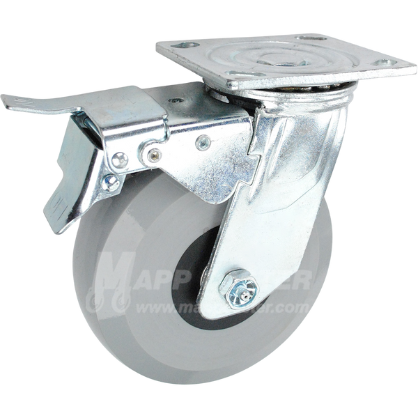 146HUBB620SBTL 6" x 2" Solid Polyurethane Elastomer Wheel Swivel Caster with Total Lock Brake - 1,250 Lbs Capacity