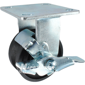 4" x 2" Nylon V-Groove Wheel Rigid Brake Caster - 800 Lbs  Capacity