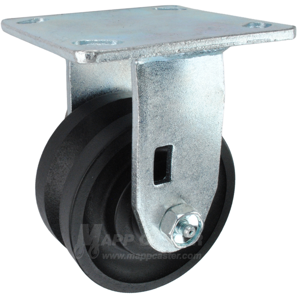 4" x 2" Nylon V-Groove Wheel Rigid Caster - 800 Lbs  Capacity