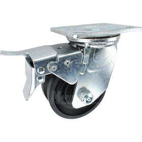 4" x 2" Nylon V-Groove Wheel Swivel Caster with Total Locking Brake - 800 Lbs  Capacity