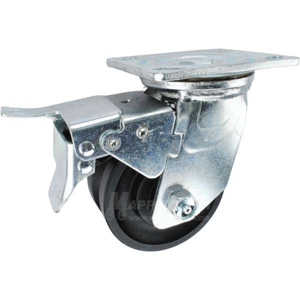 4" x 2" Nylon V-Groove Wheel Swivel Caster with Total Locking Brake - 800 Lbs  Capacity