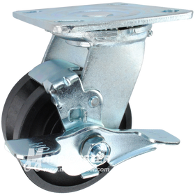 4" x 2" Nylon V-Groove Wheel Swivel Brake Caster - 800 Lbs  Capacity