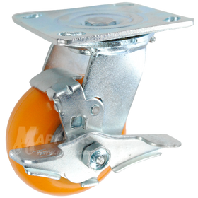 146LUX420SB - 4in. Orange Polyurethane Swivel Caster with Total Lock Brake.